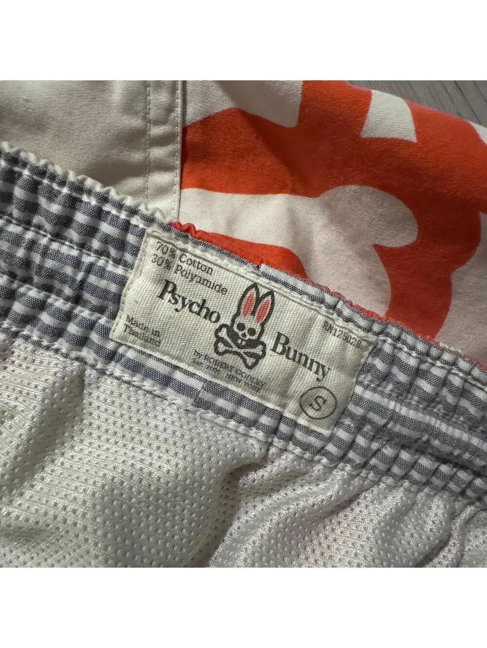 Psycho Bunny red skull and bone print swim shorts size S